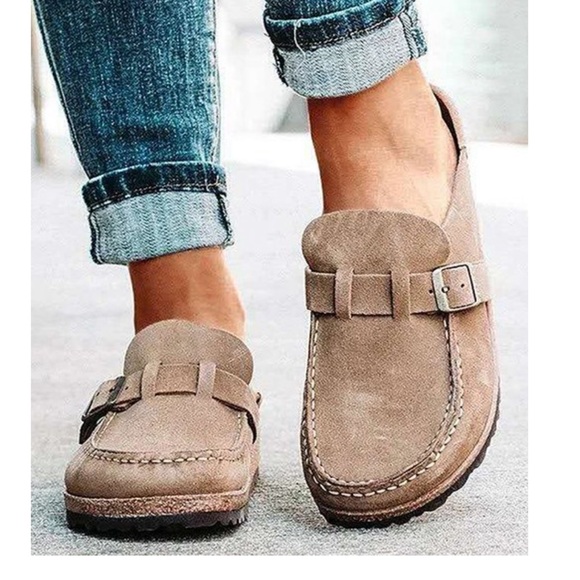 Shoes - Khaki buckle mules
